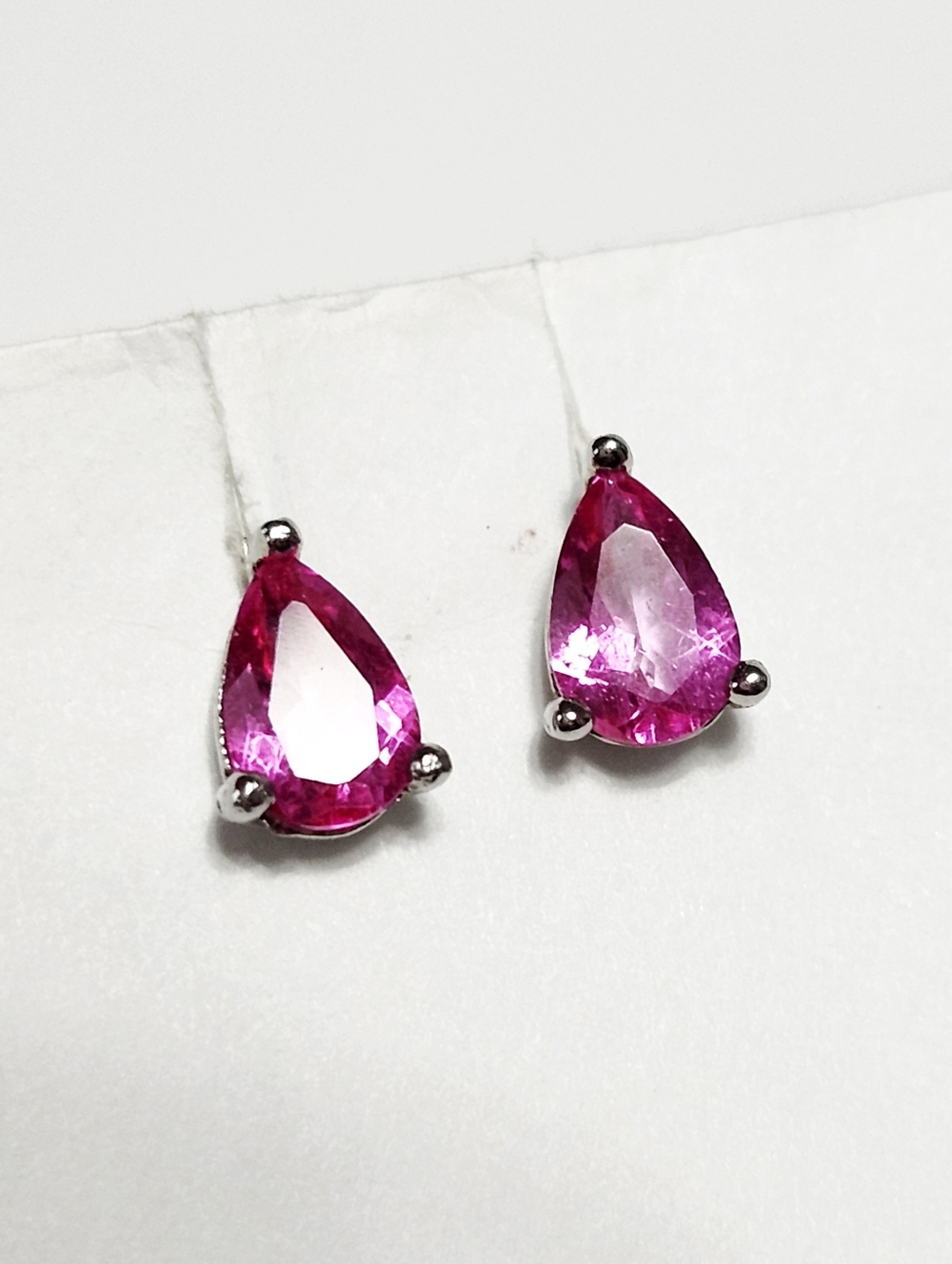 1.00 ctw Pink Topaz Teardrop Stud Earrings in Sterling Setting